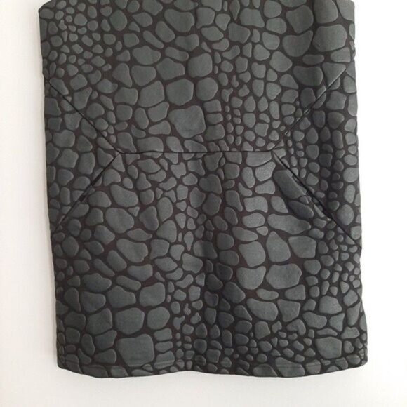 CAMEO / Modern 3D Animal Pattern Mini Sleeveless Shift Dress Black Sz S - Picture 4 of 11
